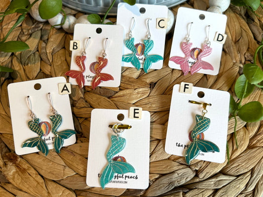 Handpainted Watercolor Mermaid Tails earrings