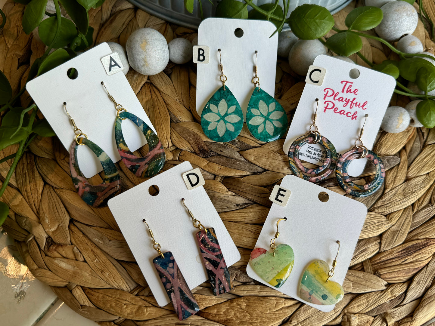 Original handpainted Watercolor earrings