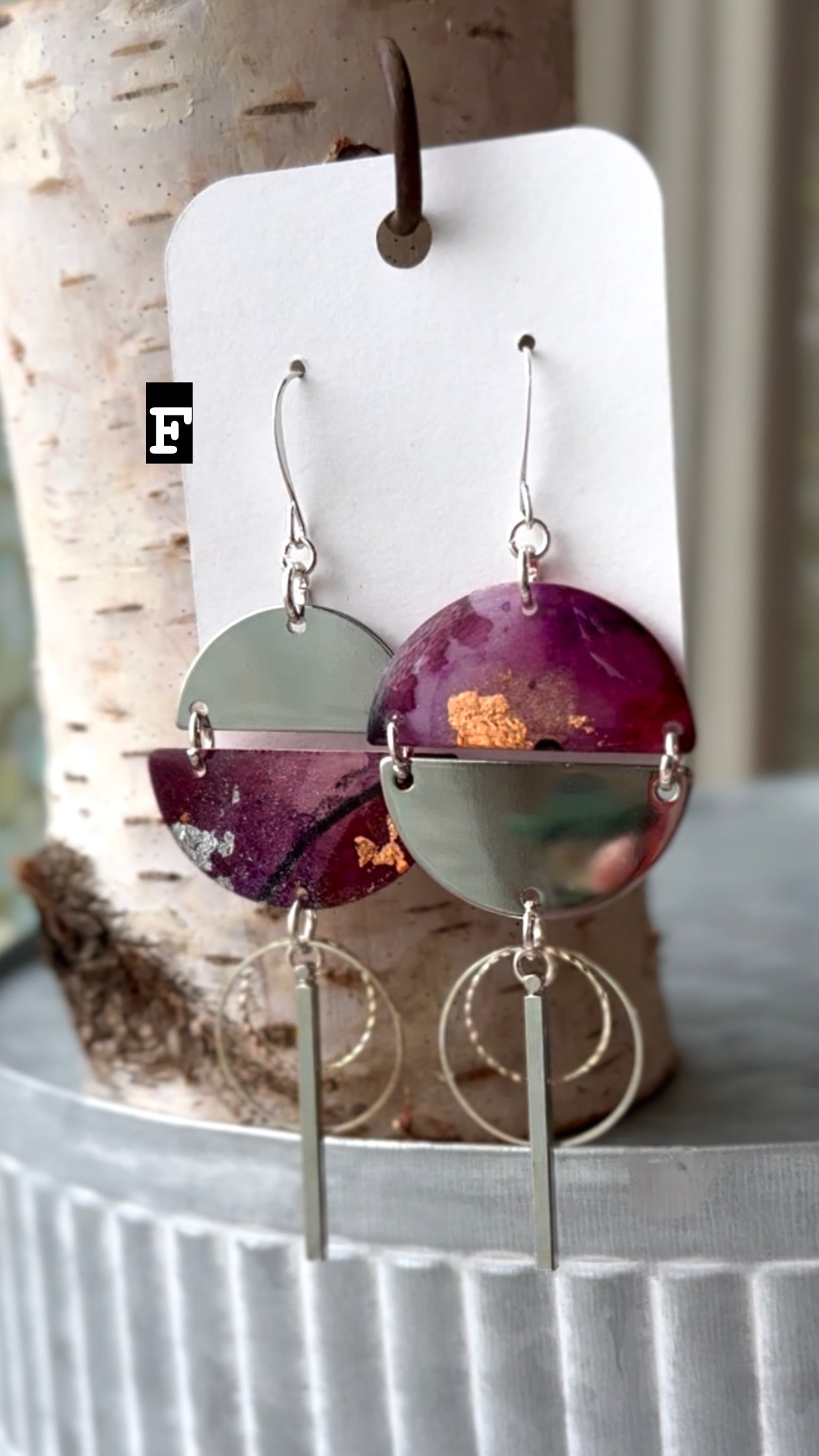 Asymmetrical Handpainted watercolor jewelry