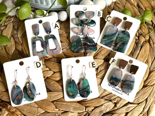 Handpainted Watercolor agate earrings