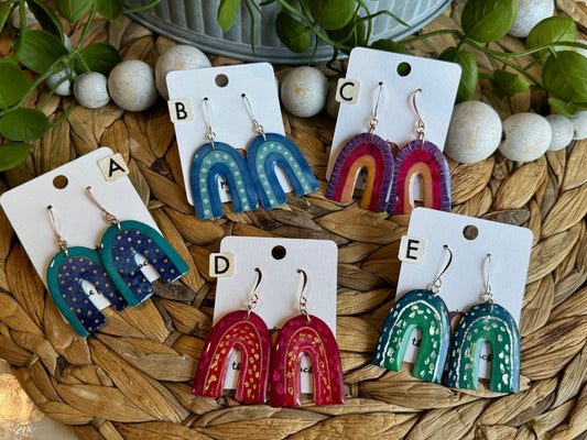 Handpainted Rainbow Watercolor earrings