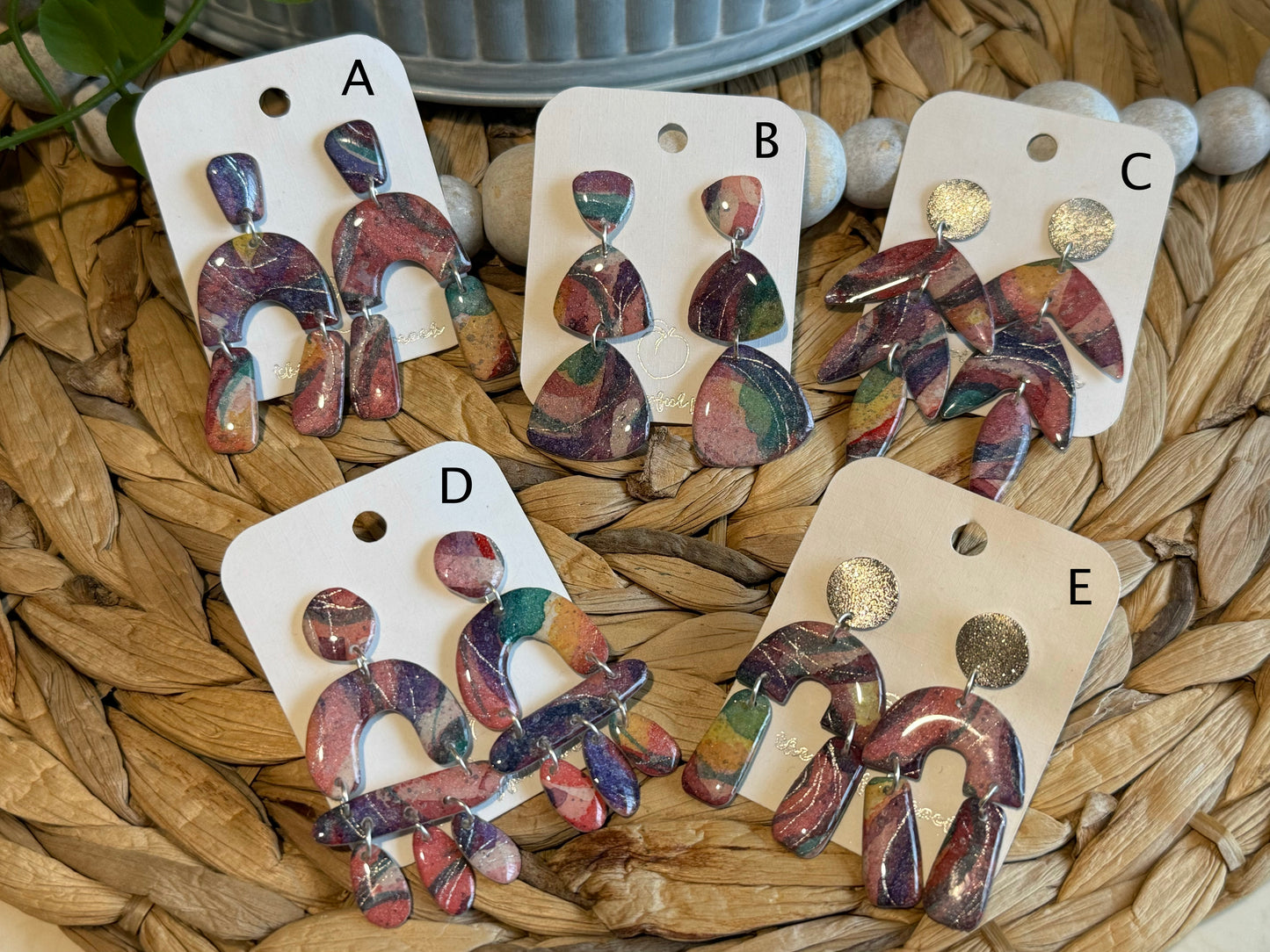 Handpainted summer palette Watercolor earrings