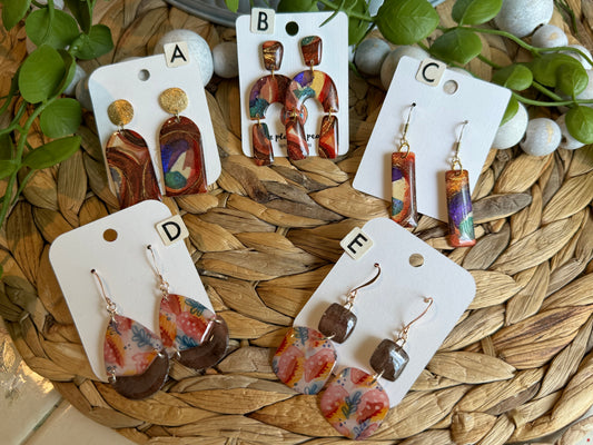 Original handpainted Autumn Watercolor earrings