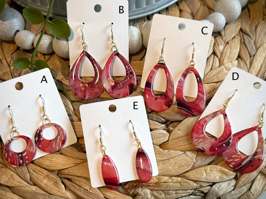 Original hand-painted rose pink watercolor earrings