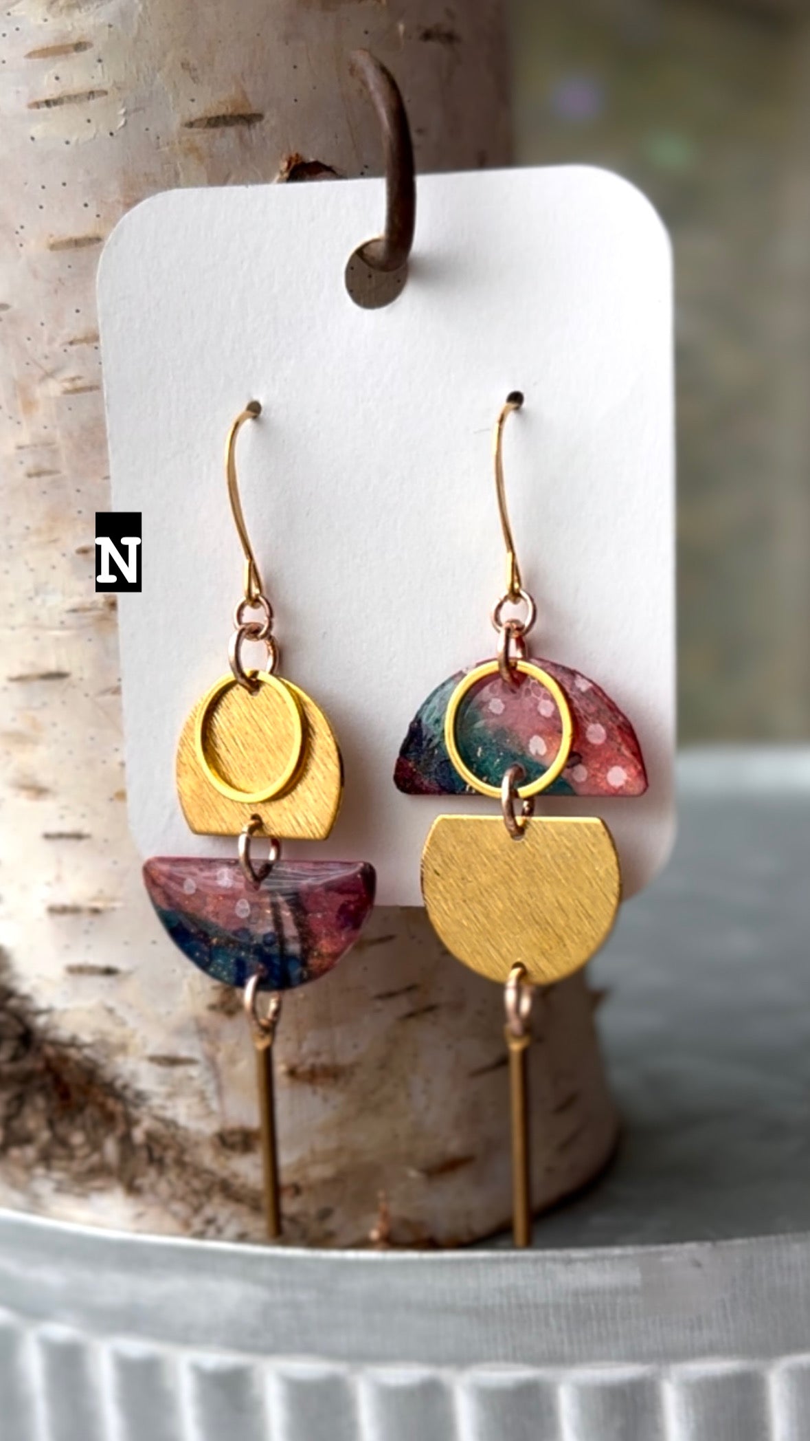 Asymmetrical Handpainted watercolor jewelry