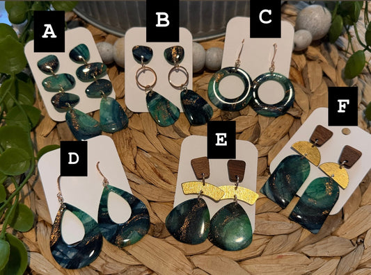 Spring Green Sparkle - Watercolor Dangles