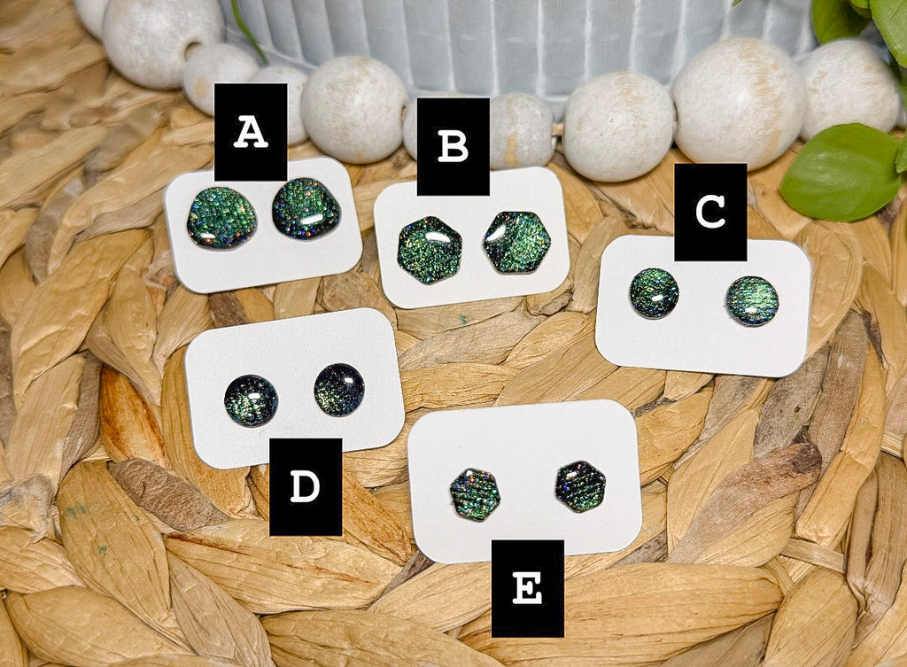 Green Prismatic Studs