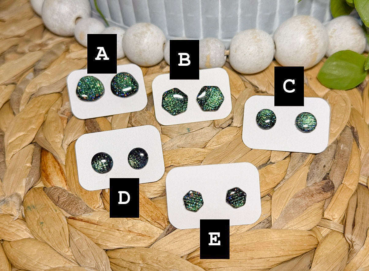 Green Color-Shift Stud Earrings