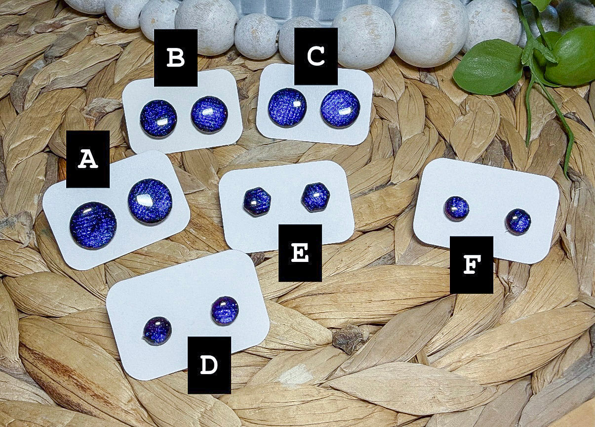 Deep Blue Color-Shift Stud Earrings