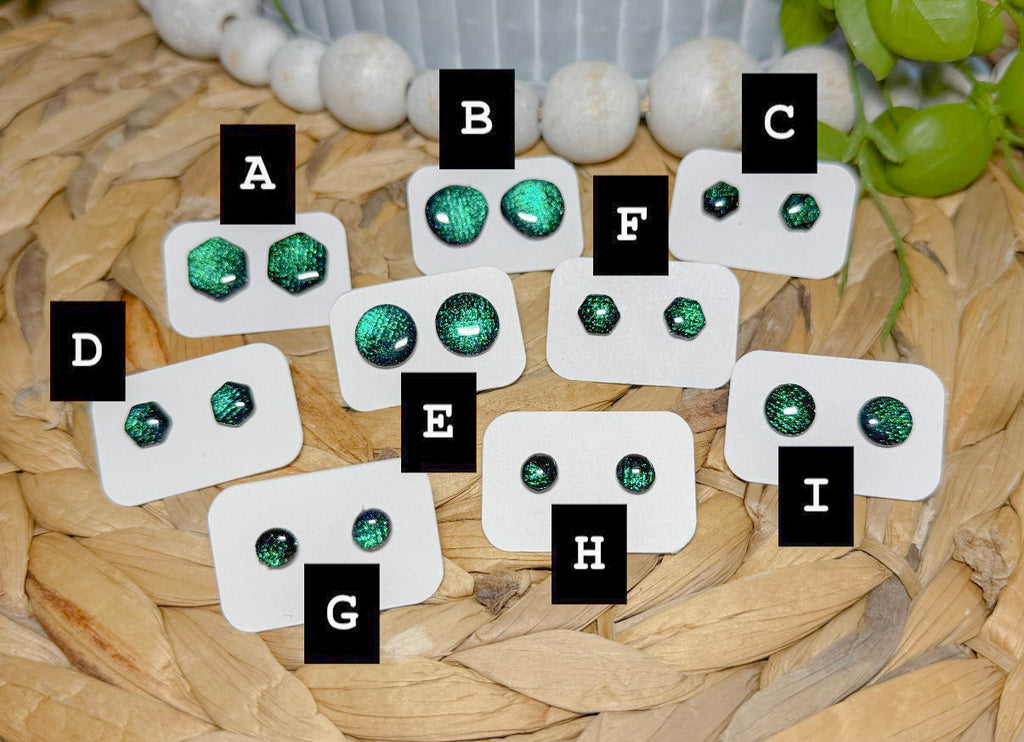 Sea Green Prismatic Studs