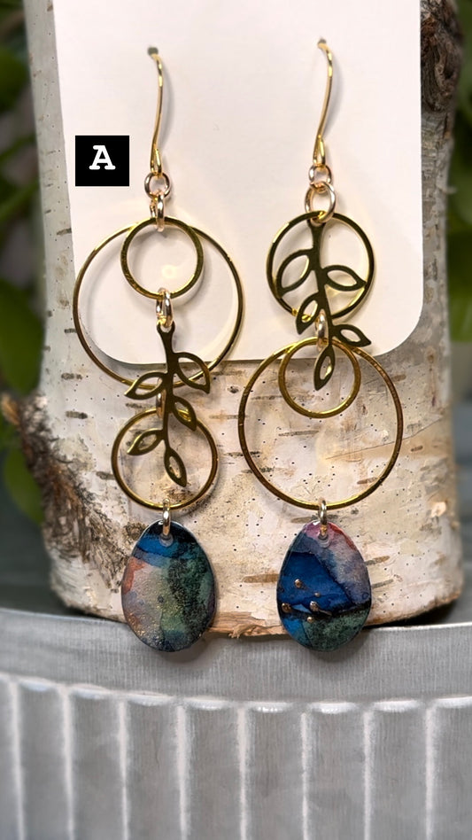 Asymmetrical Handpainted watercolor jewelry