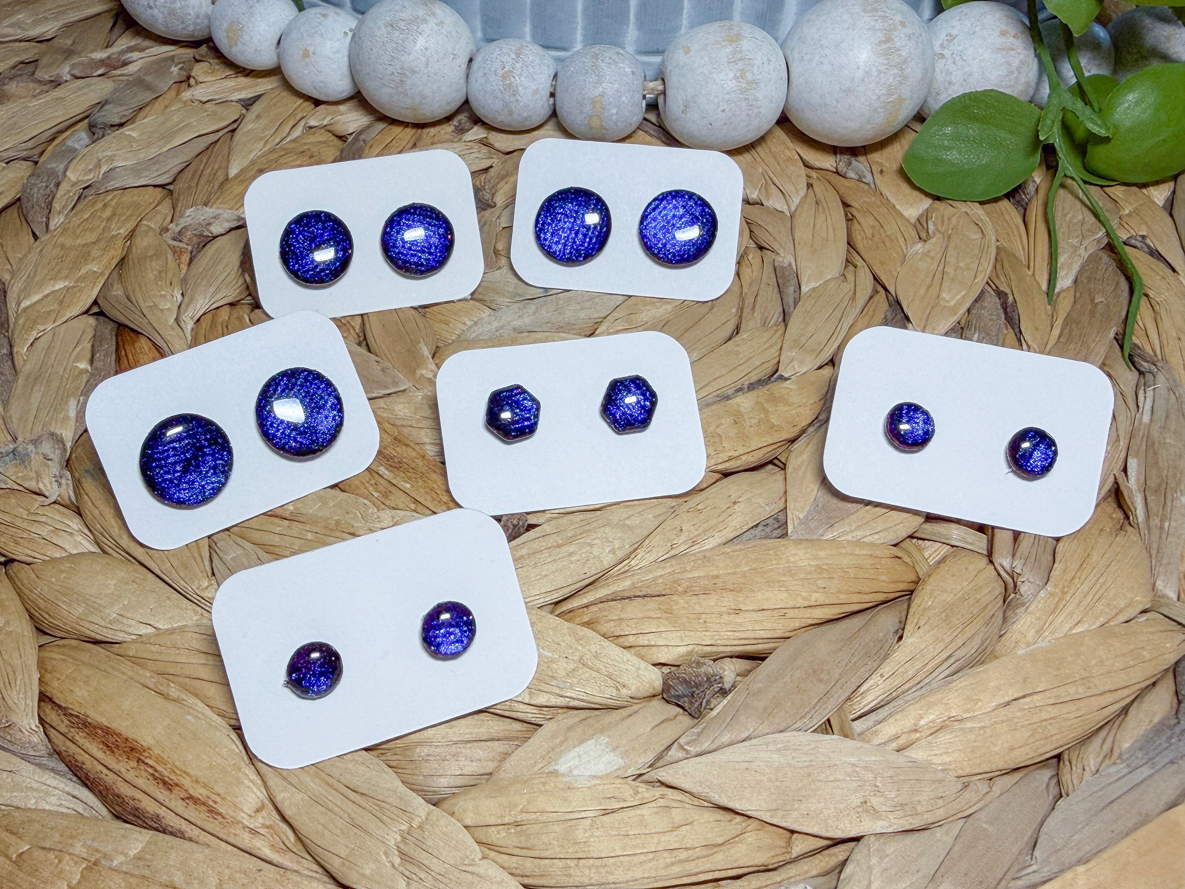 Deep Blue Color-Shift Stud Earrings