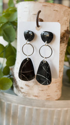 Soft Black Silver- Watercolor Dangles