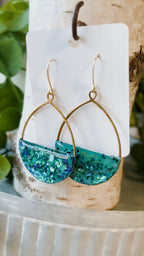 Teal Glitter - Watercolor Dangles