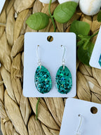 Teal Glitter - Watercolor Dangles