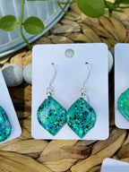 Teal Glitter - Watercolor Dangles