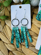 Teal Glitter - Watercolor Dangles