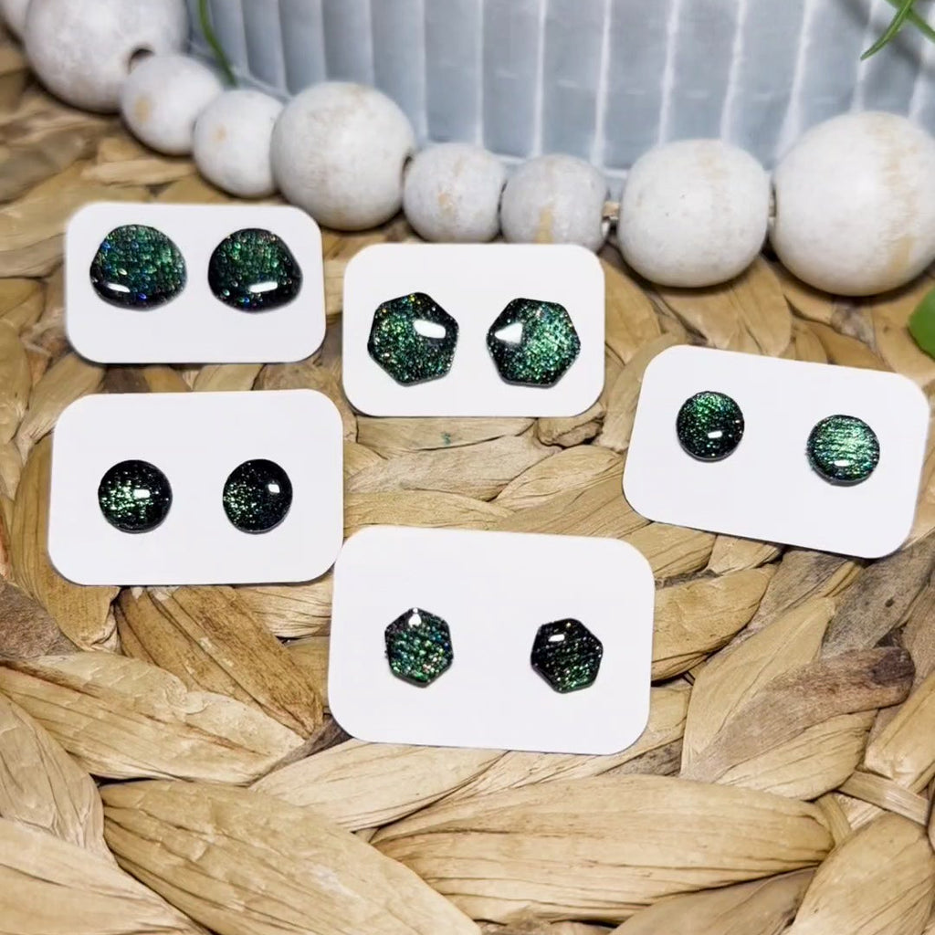 Green Prismatic Studs