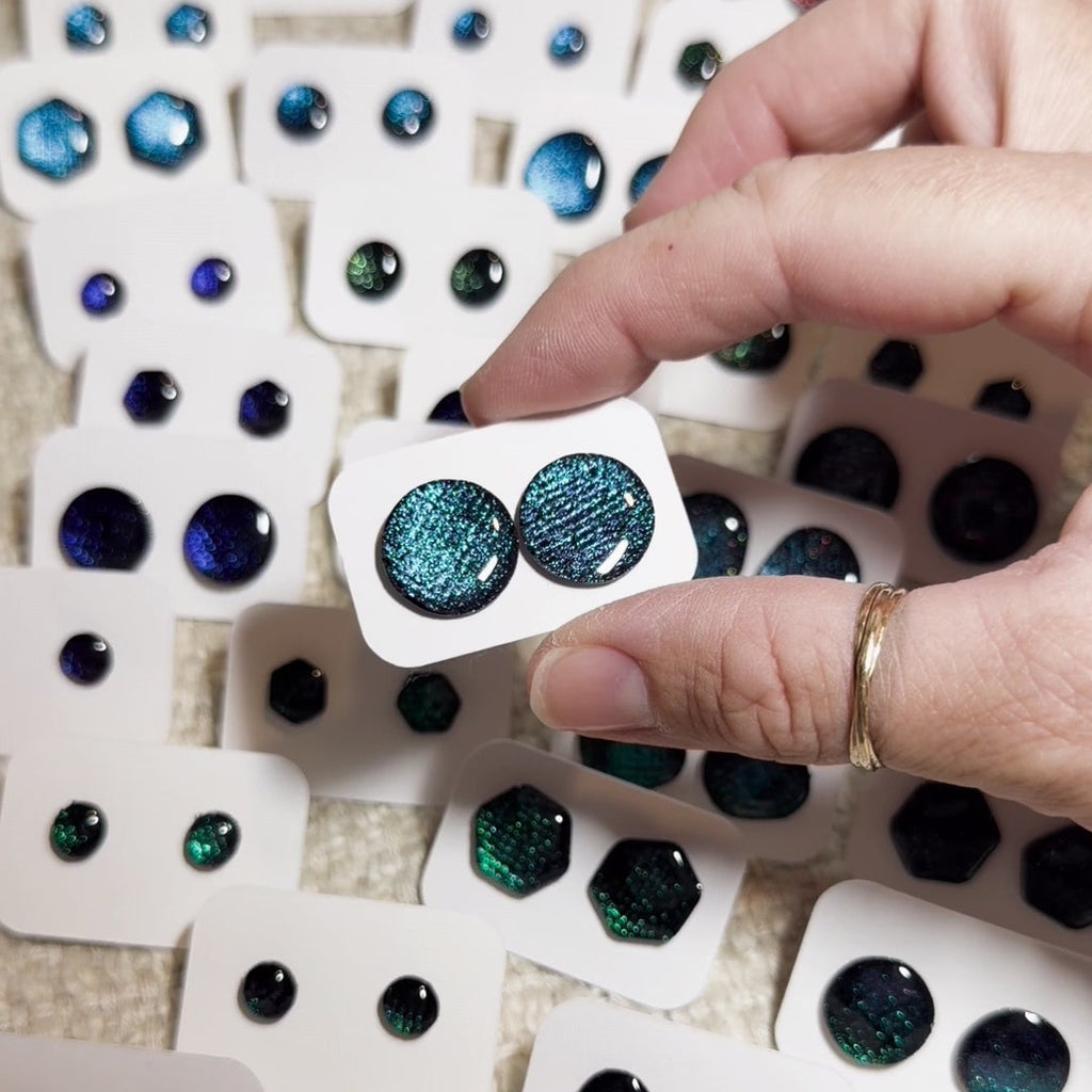 Teal Prismatic Studs