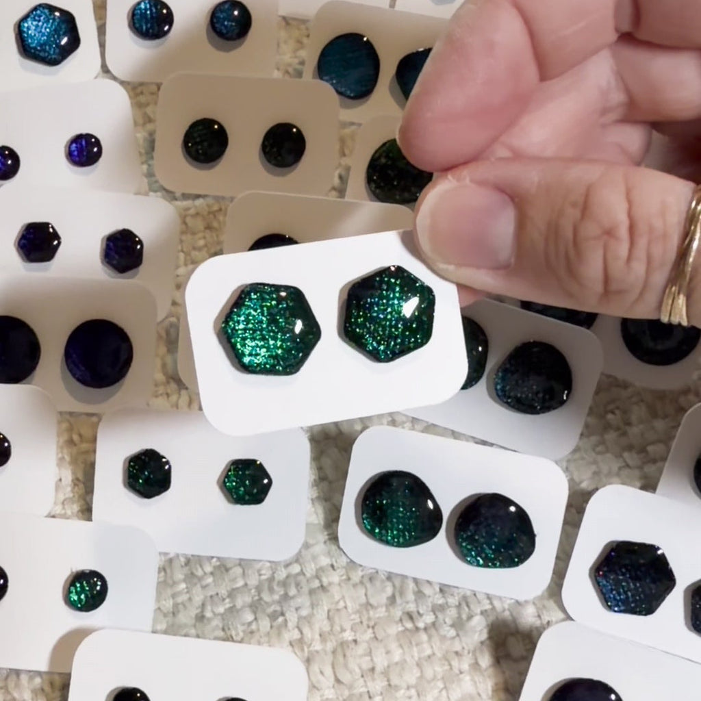Sea Green Prismatic Studs