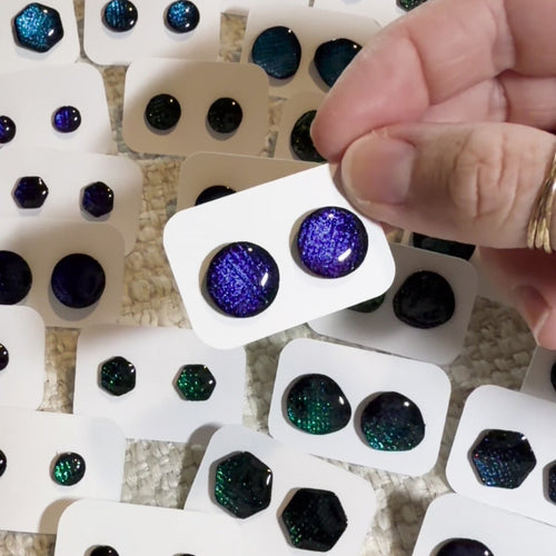 Deep Blue Prismatic Studs