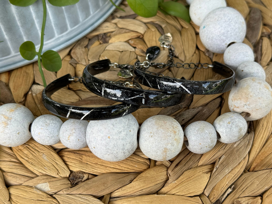 Soft Black Silver - Bangle Bracelets