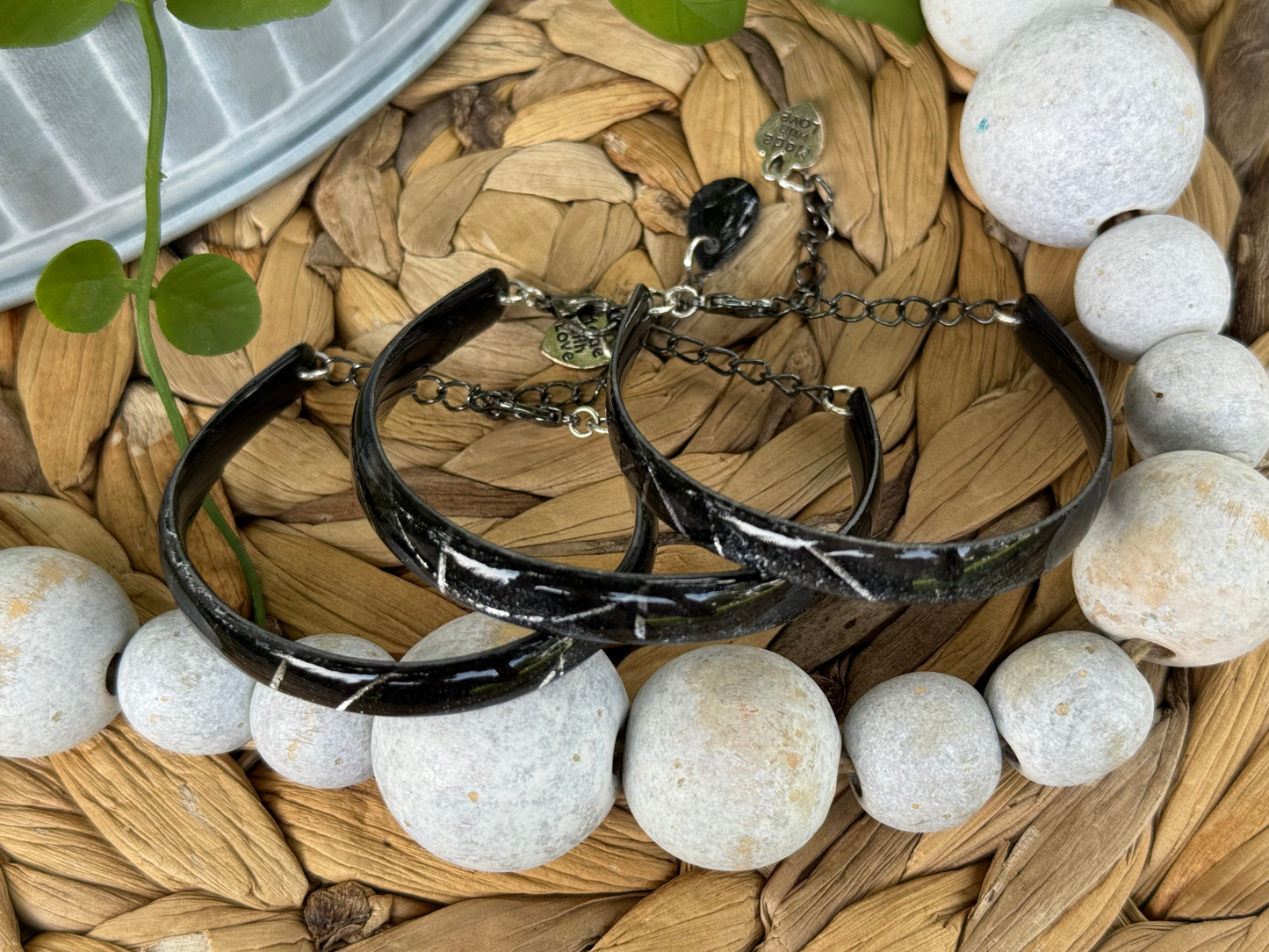 Soft Black Silver - Bangle Bracelets