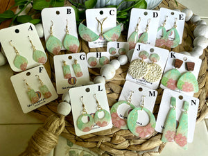 Original handpainted Watercolor floral earrings with metallic foil