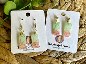 Original handpainted Watercolor floral earrings with metallic foil